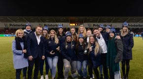 Rising female rugby stars watch Sale Sharks in action, thanks to tickets donated by Printerland