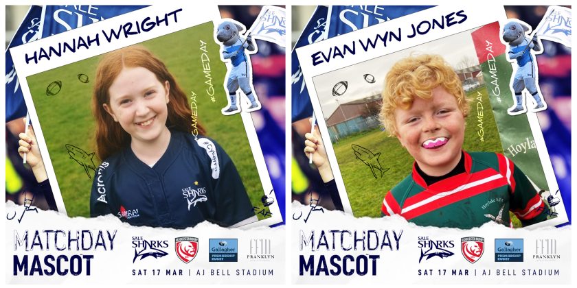 MATCHDAY MASCOTS – Sale Sharks vs Gloucester Rugby