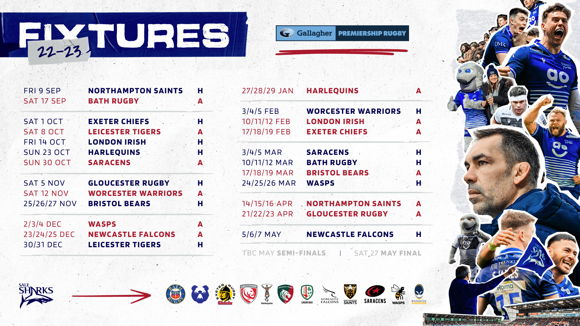 202223 Gallagher Premiership fixtures confirmed Sale Sharks