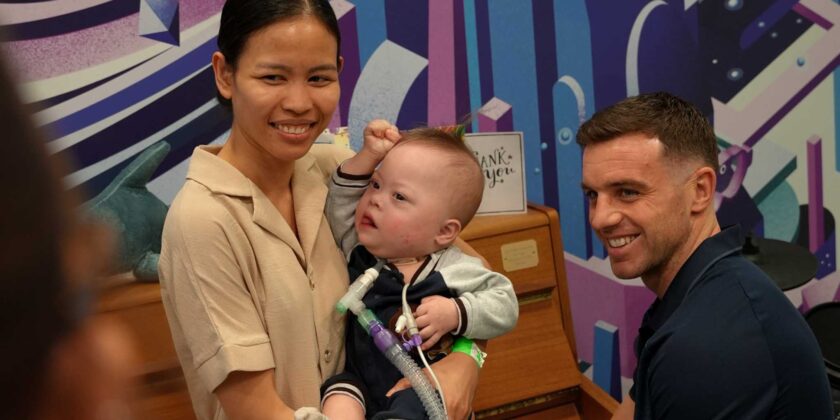 Sharks bring Christmas cheer to children’s hospital